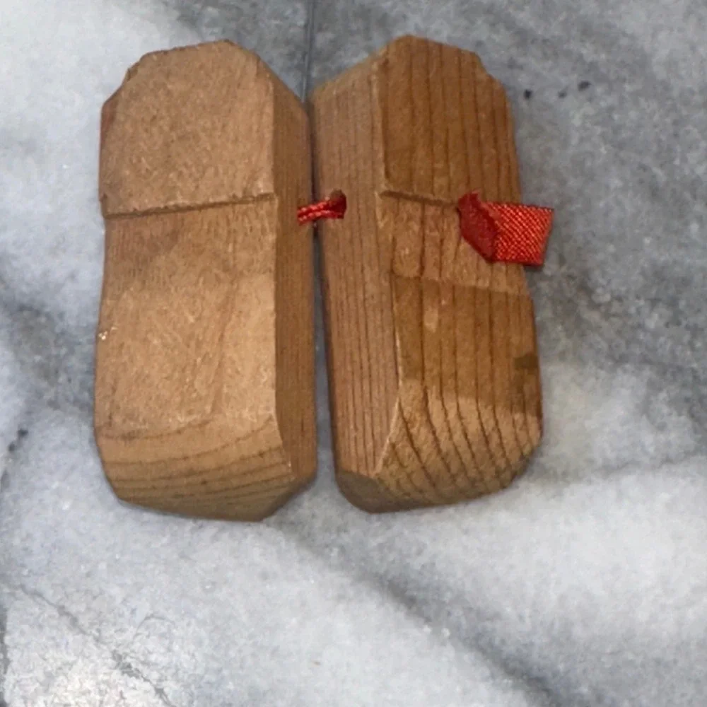 Vintage 1948 Holland Furniture Miniature Wooden Clogs Dutch Shoes Ornament